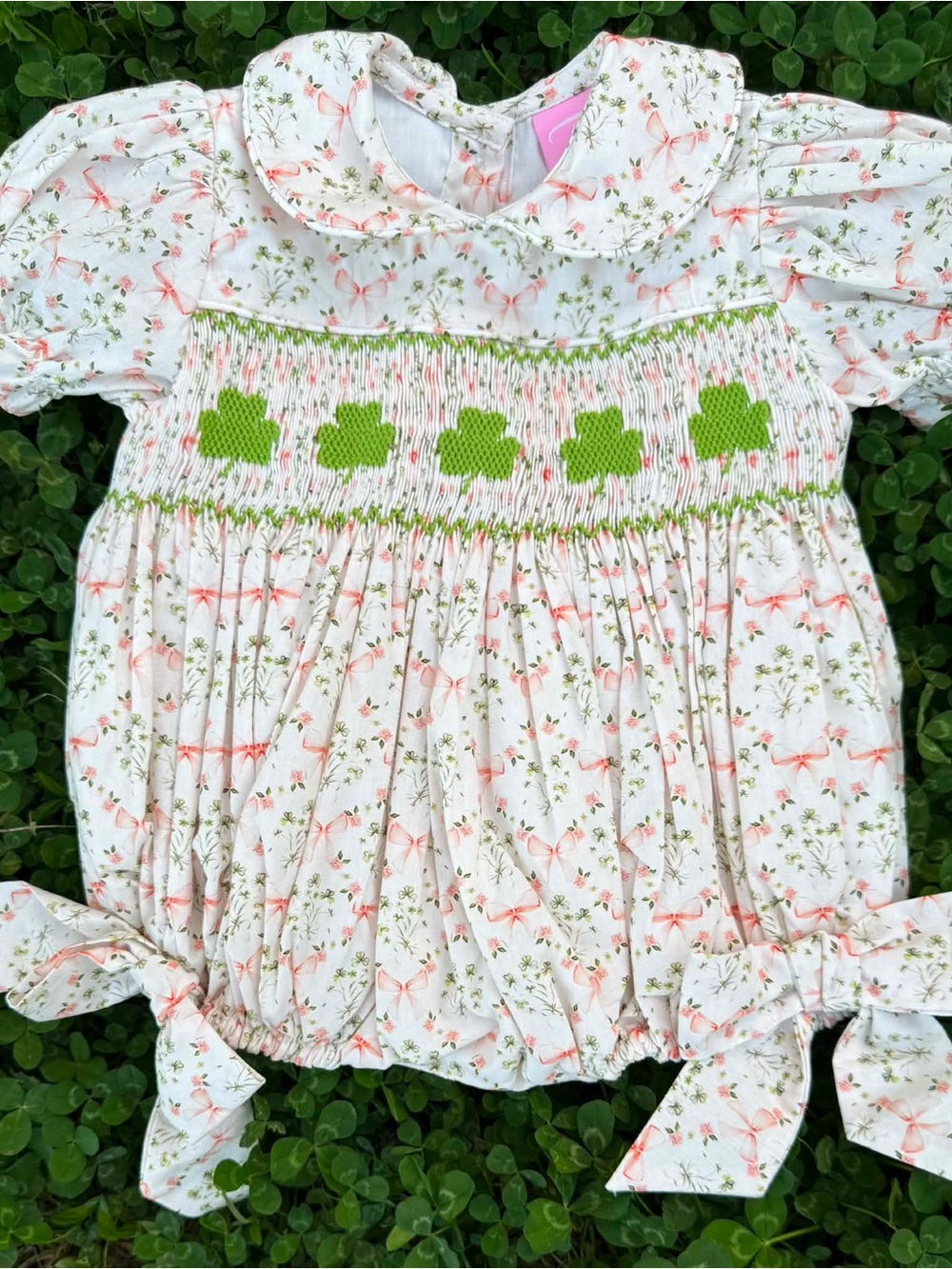 Clover Hand Smocked Bubble